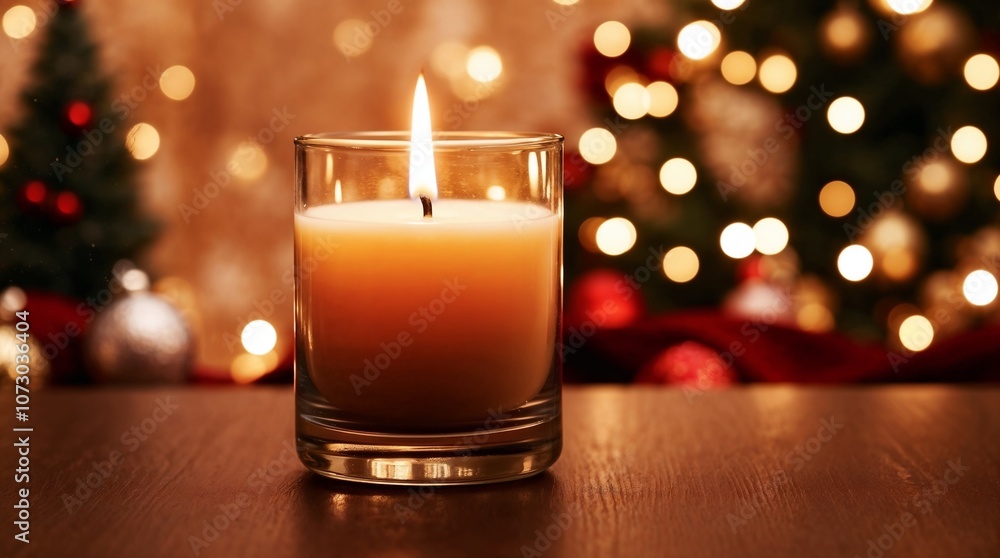 Photo of Candle Lit with Soft Light on a table in holiday celebration Photo of Candle Lit with Soft Light on a table in holiday celebration