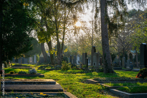 Canvas Print Cemetery in autumn in Vienna