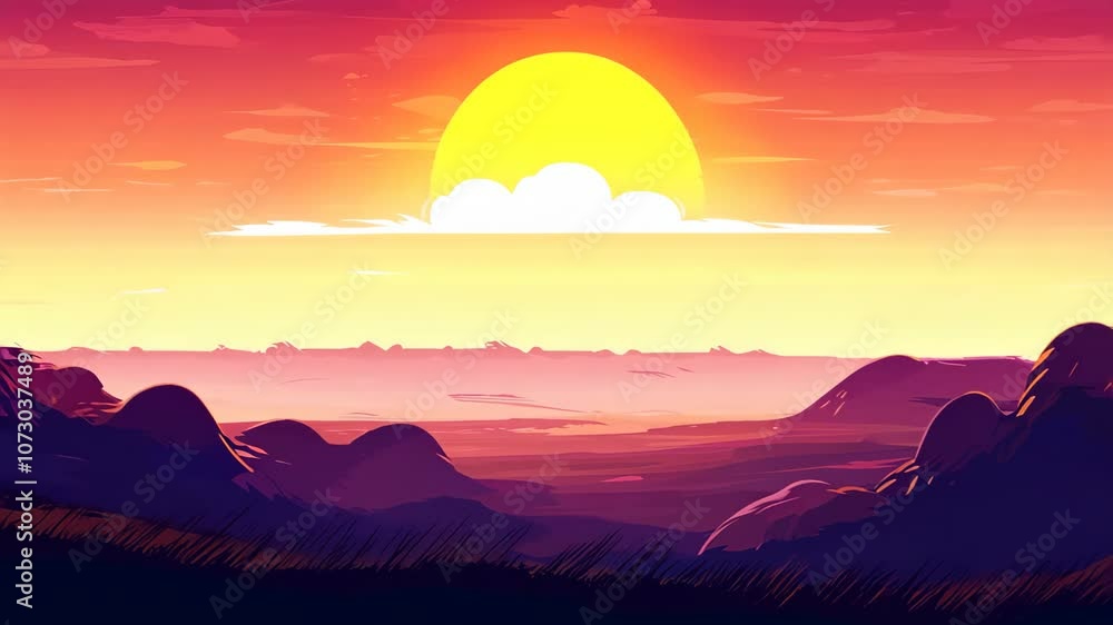 4K anime concept sky sunset landscape background. 4K anime concept sky sunset landscape background.