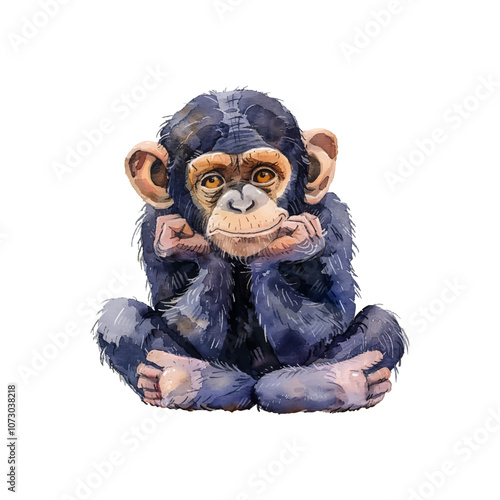 chimpanzee vector illustration in watercolor style