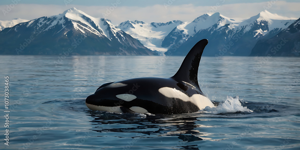 Fototapeta premium Orca, SeaLife, underwater, arctic, created by Generative AI