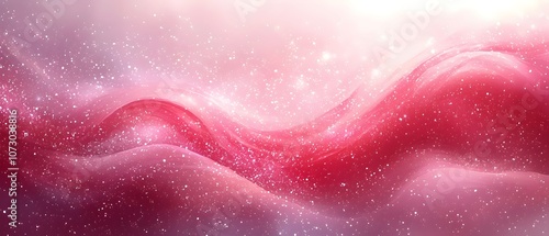 A mesmerizing abstract cosmic swirl in shades of pink and purple, filled with sparkling stars and ethereal light, evoking a sense of wonder and tranquility.