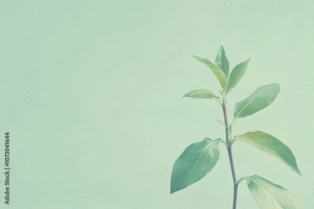 Minimalist Macro Shot of Young Seedling on Soft Background Minimalist Macro Shot of Young Seedling on Soft Background