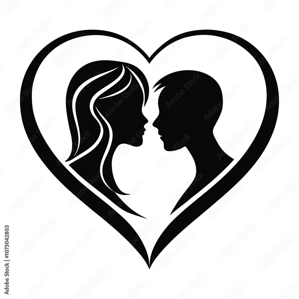 Love shape silhouette drawing outline vector illustration. Love shape silhouette drawing outline vector illustration.