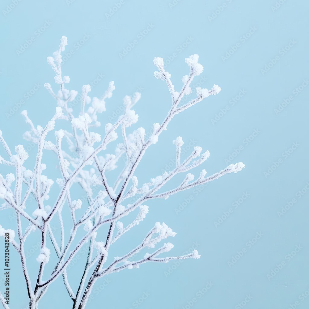 Ice-crusted branches illuminated by pale blue ambient light, delicate cold detail, tranquil winter mood Ice-crusted branches illuminated by pale blue ambient light, delicate cold detail, tranquil winter mood