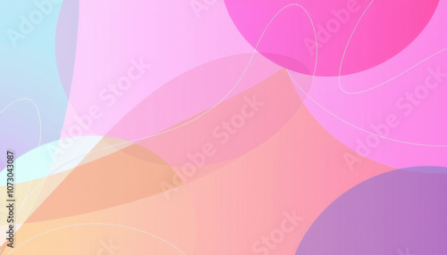 vibrant abstract background featuring soft pink and pastel colors with circular shapes and flowing lines, creating cheerful and modern atmosphere