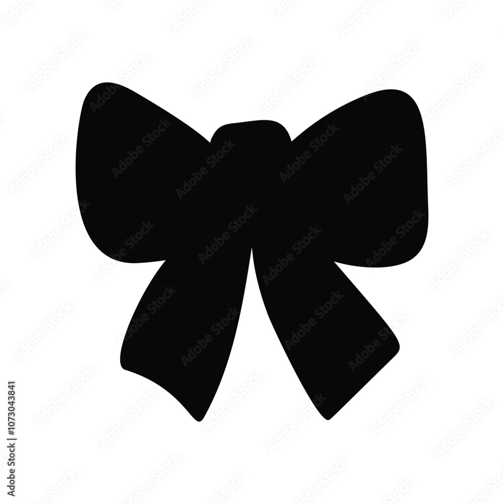 Black silhouette of a bow or a ribbon in a flat vector style isolated on a white background Black silhouette of a bow or a ribbon in a flat vector style isolated on a white background