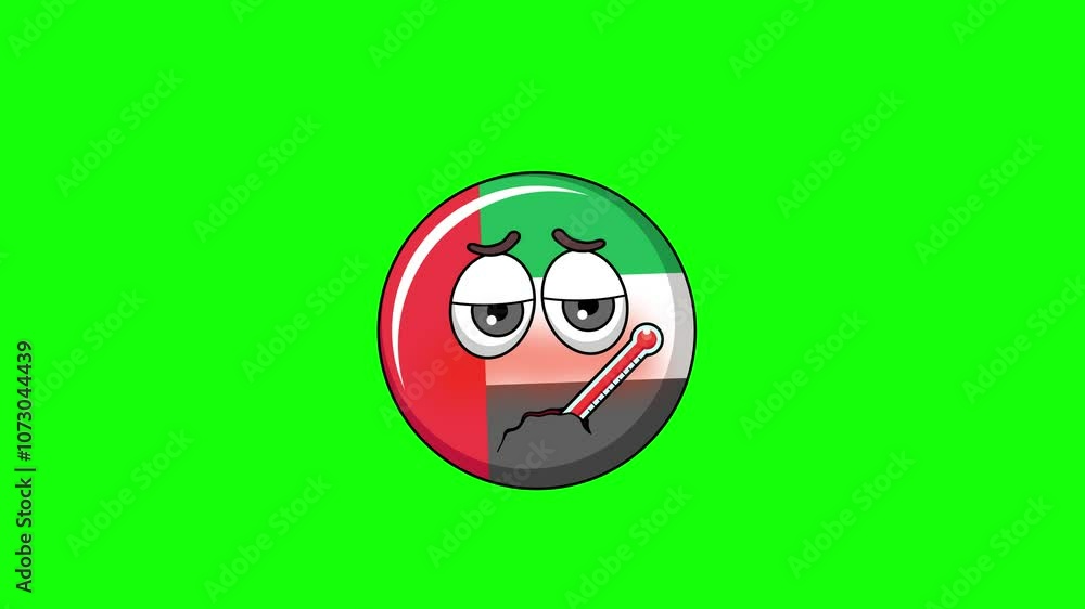 Fever animation of a UAE cartoon, with a thermometer Fever animation of a UAE cartoon, with a thermometer