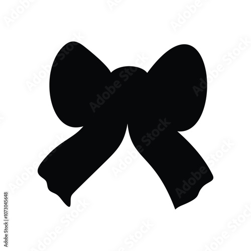 Black silhouette of a bow or a ribbon in a flat vector style isolated on a white background