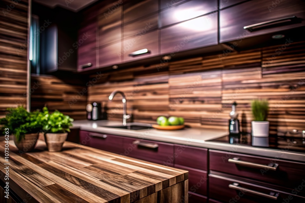 Captivating Wood Backsplash in a Modern Kitchen with Tilt-Shift Photography Effect for a Unique Perspective on Interior Design and Home Improvement Captivating Wood Backsplash in a Modern Kitchen with Tilt-Shift Photography Effect for a Unique Perspective on Interior Design and Home Improvement