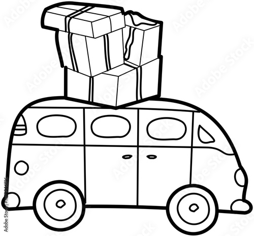 Homecoming Doodle element coloring page cartoon Illustration