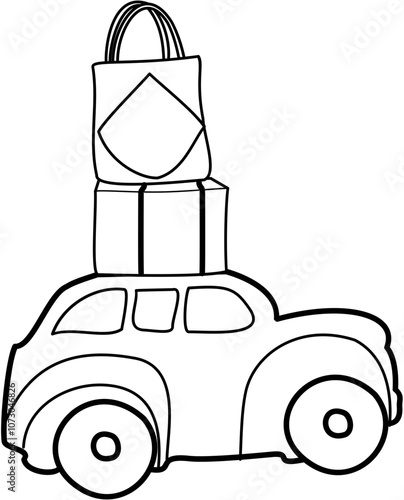 Homecoming Doodle element coloring page cartoon Illustration
