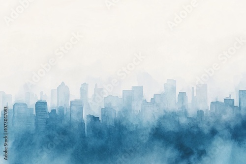 Minimalist Watercolor Smoky Skyline Illustration