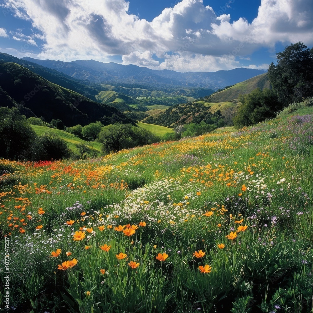 Fototapeta premium Stunning foothills bloom with wildflowers.
