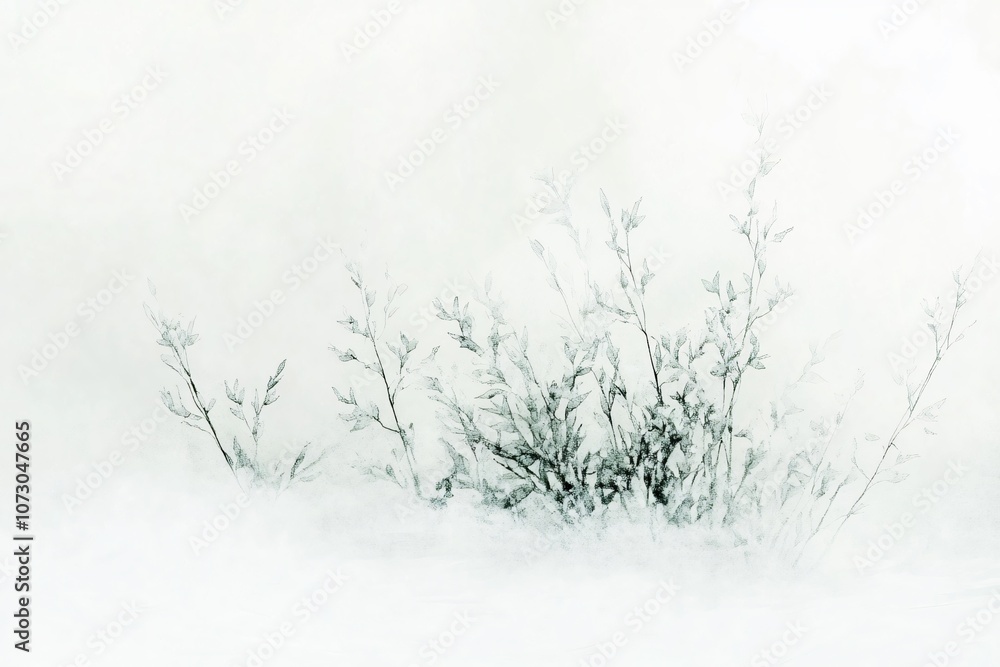 Obraz premium Soft Minimalist Watercolor Landscape in White Tones
