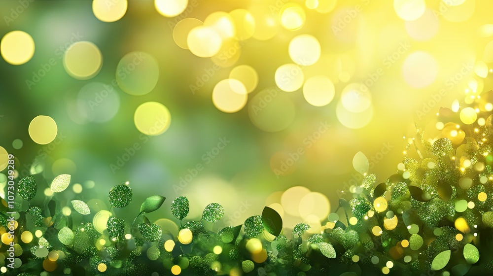 Green glitter bokeh background with bright, sparkling lights, creating a refreshing, festive look ideal for celebrations. Green glitter bokeh background with bright, sparkling lights, creating a refreshing, festive look ideal for celebrations.