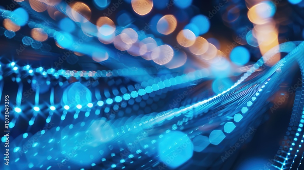 Fototapeta premium Blue Wavy and Blurry Light Curve Line Background - a serene and modern visual. The flowing light curves create a calming and dynamic scene.