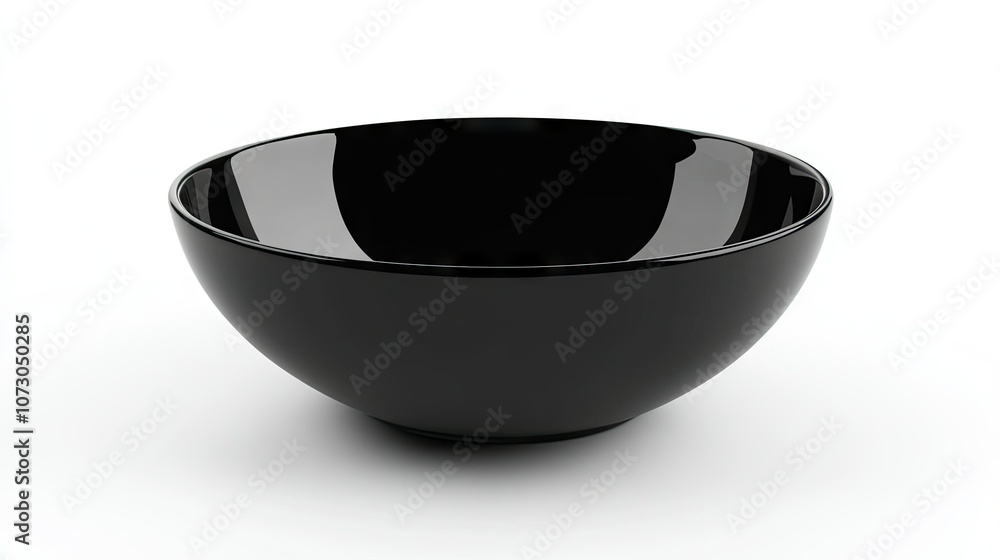 High-quality black bowl isolated on a white background, with simple, minimalist design and soft lighting, perfect for modern dining or kitchen product shots High-quality black bowl isolated on a white background, with simple, minimalist design and soft lighting, perfect for modern dining or kitchen product shots