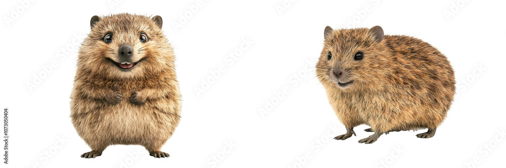 Cute and Fluffy Quokka with Big Smiling Eyes Australian Wildlife on transparent background Cute and Fluffy Quokka with Big Smiling Eyes Australian Wildlife on transparent background