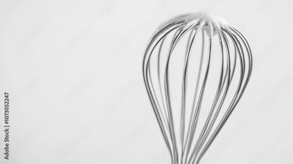 Whisk Closeup: A sleek stainless steel whisk, capturing the elegant curves and intricate details of a kitchen essential, ready to blend and create culinary magic. Whisk Closeup: A sleek stainless steel whisk, capturing the elegant curves and intricate details of a kitchen essential, ready to blend and create culinary magic.