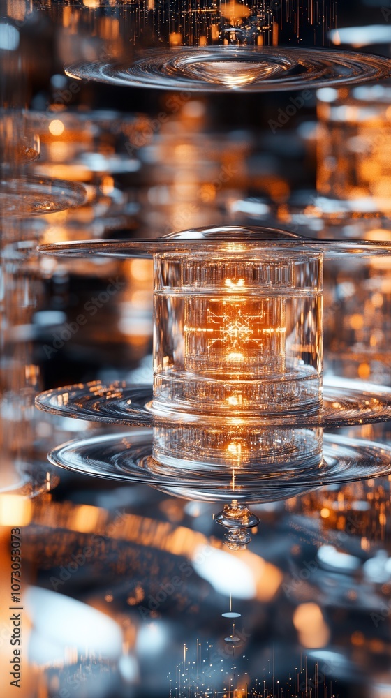 Illumination through crystal: a stunning display of light and reflection in an abstract composition Illumination through crystal: a stunning display of light and reflection in an abstract composition