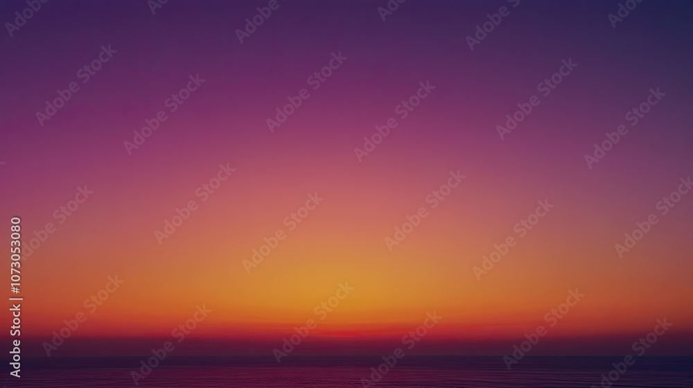 Obraz premium Serene Sunset Over Tranquil Ocean with Vibrant Gradient Colors and Gentle Waves Reflecting the Warm Glow of Dusk, Ideal for Relaxation and Nature Themes
