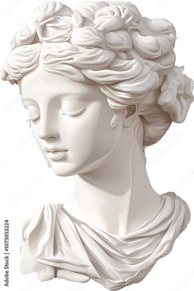 Gypsum copy of ancient statue Venus head isolated on transparent background Gypsum copy of ancient statue Venus head isolated on transparent background