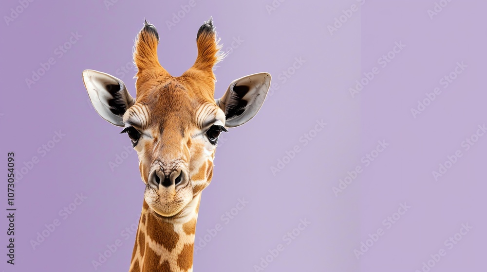 Obraz premium A giraffe with a puzzled expression looks directly at the camera.