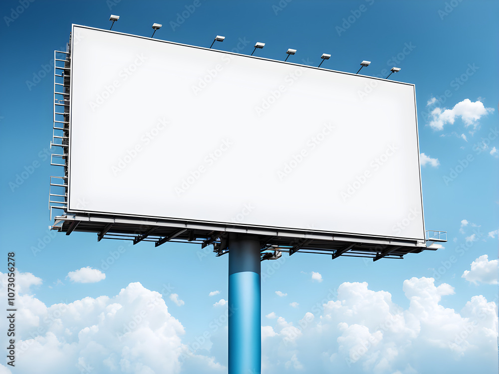 Outdoor billboard on blue sky background with clipping path Outdoor billboard on blue sky background with clipping path