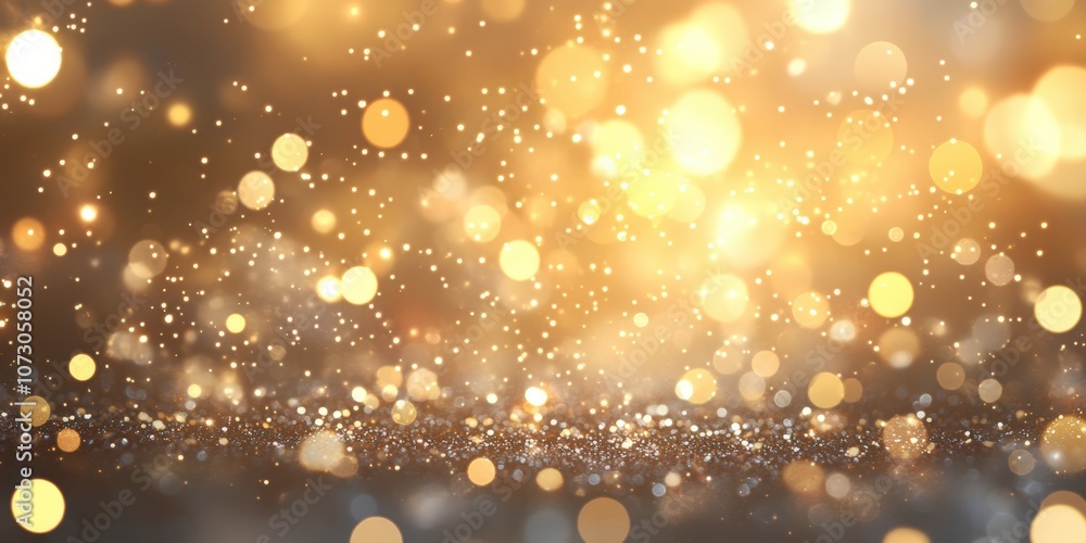 Soft golden lights and shimmering bokeh create a dreamy background with sparkling effects for festive celebrations, holidays, or special occasions with a magical atmosphere. Soft golden lights and shimmering bokeh create a dreamy background with sparkling effects for festive celebrations, holidays, or special occasions with a magical atmosphere.