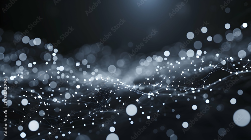 Digital Wave Flow with Particles and Data Points with abstract dots and lines for tech processe , data transfer and encryption, digital archives, sound and graphic presentations, science, education . Digital Wave Flow with Particles and Data Points with abstract dots and lines for tech processe , data transfer and encryption, digital archives, sound and graphic presentations, science, education .