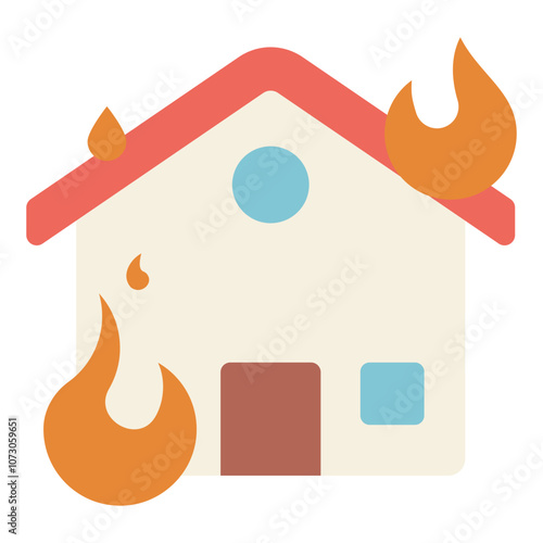 arson house fire flat icon