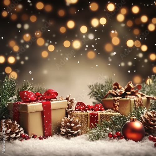 Christmas background with Christmas gifts decoration  " ai generator " 