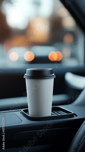 car empty cup holder close shot for product placement mock-up  