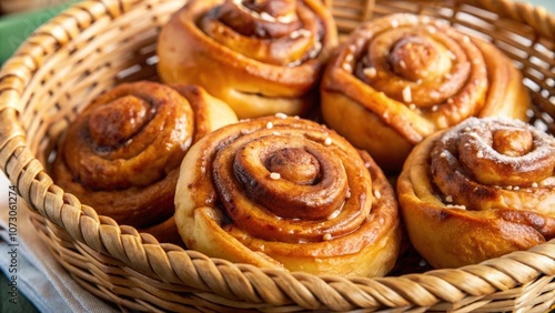Wallpaper Mural A basket of freshly baked cinnamon rolls, glistening with a sugary glaze, their warm dough hinting at a sweet and comforting taste. Torontodigital.ca