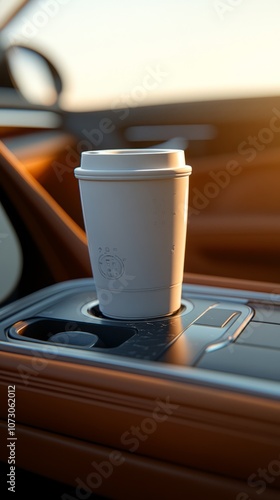 car empty cup holder close shot for product placement mock-up  