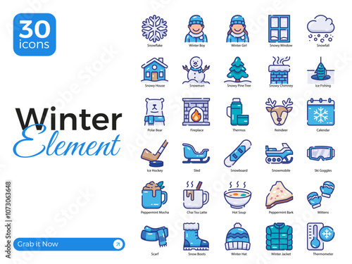 Colorful Winter Elements Icon Pack