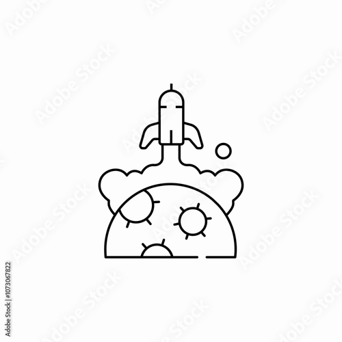 spaceship landing moon icon sign vector