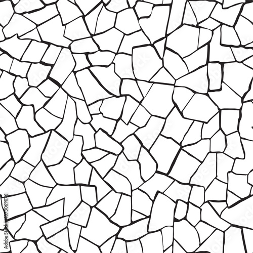 Seamless stone wall texture. Vector illustration. Monochrome background of coarse surface.