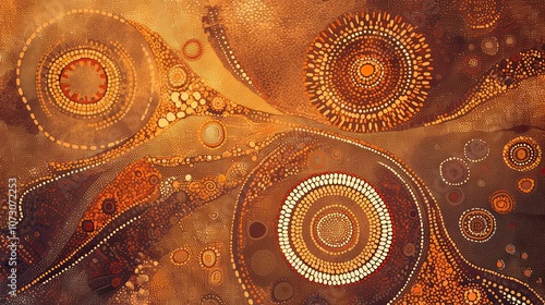 Abstract Artwork with Circular Patterns and Dotted Textures in Warm Colors photo