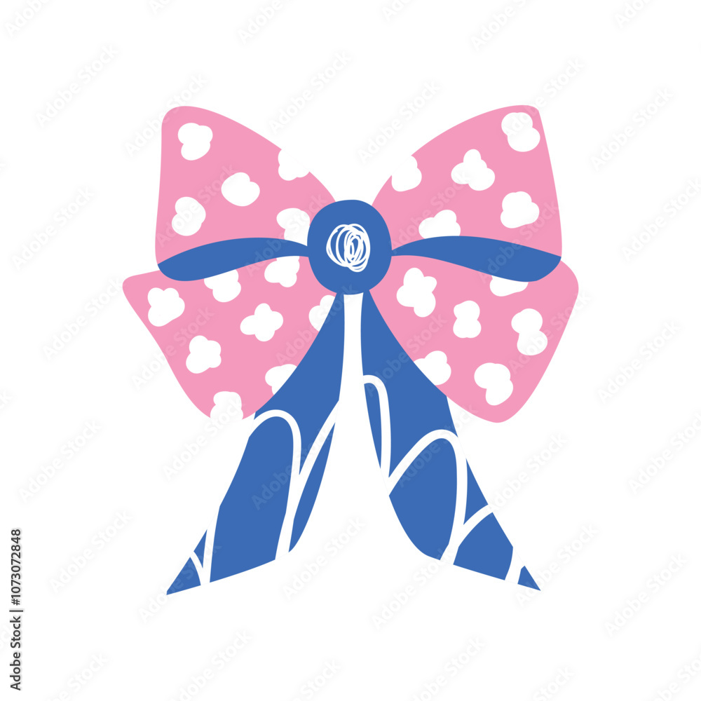 Fototapeta premium A textured retro bow or ribbon in a flat vector style