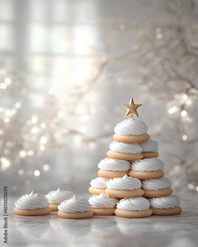 Obraz premium White star shaped cake with a star on top of it