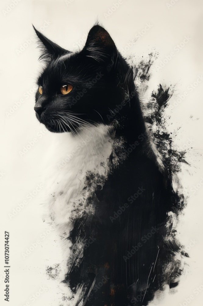black and white cat