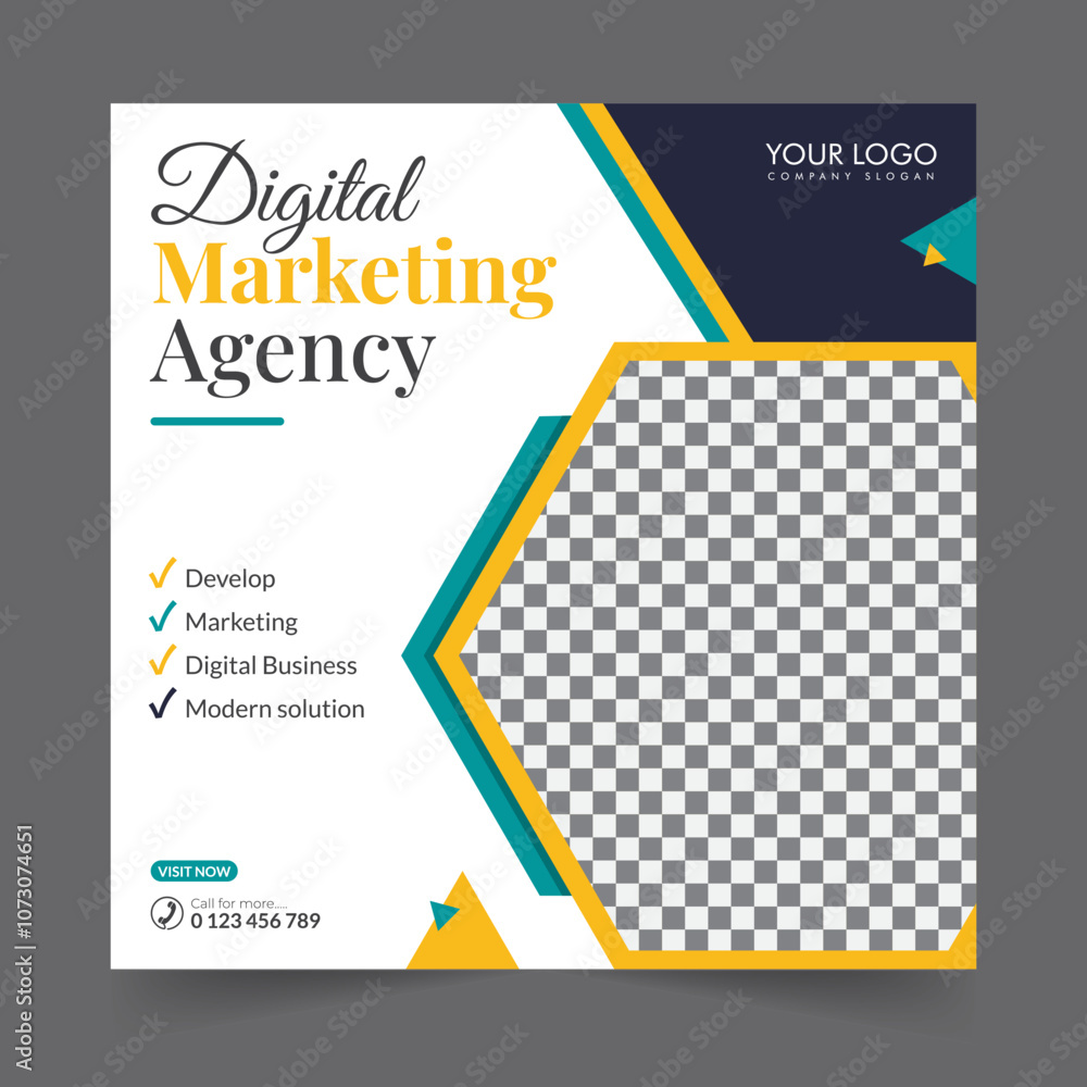Obraz premium Digital marketing social media post business webinar for social media story, business post or stories banner template geometric shape design for attractive abstract elements post background space
