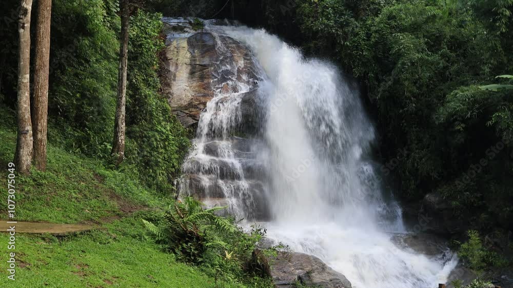nature video background of water flowing through rocks, natural waterfalls in the middle of the forest, with a cool, blurry breeze, the abundance of forests and ecosystems. nature video background of water flowing through rocks, natural waterfalls in the middle of the forest, with a cool, blurry breeze, the abundance of forests and ecosystems.