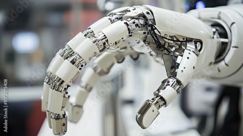 Close-up of a robotic arm with articulated fingers