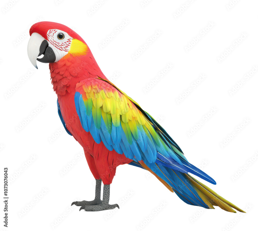 Fototapeta premium Two Red Blue Macaws Isolated On White Background on transparent background
