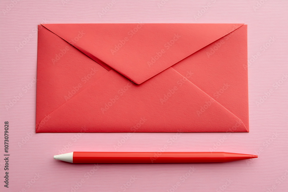 Photo of a red envelope with blank white paper Photo of a red envelope with blank white paper
