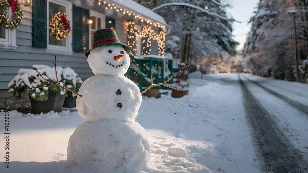 Fototapeta premium snowman on the snow