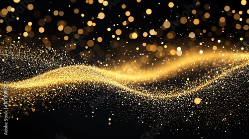 Golden Abstract Waves of Light and Sparkles